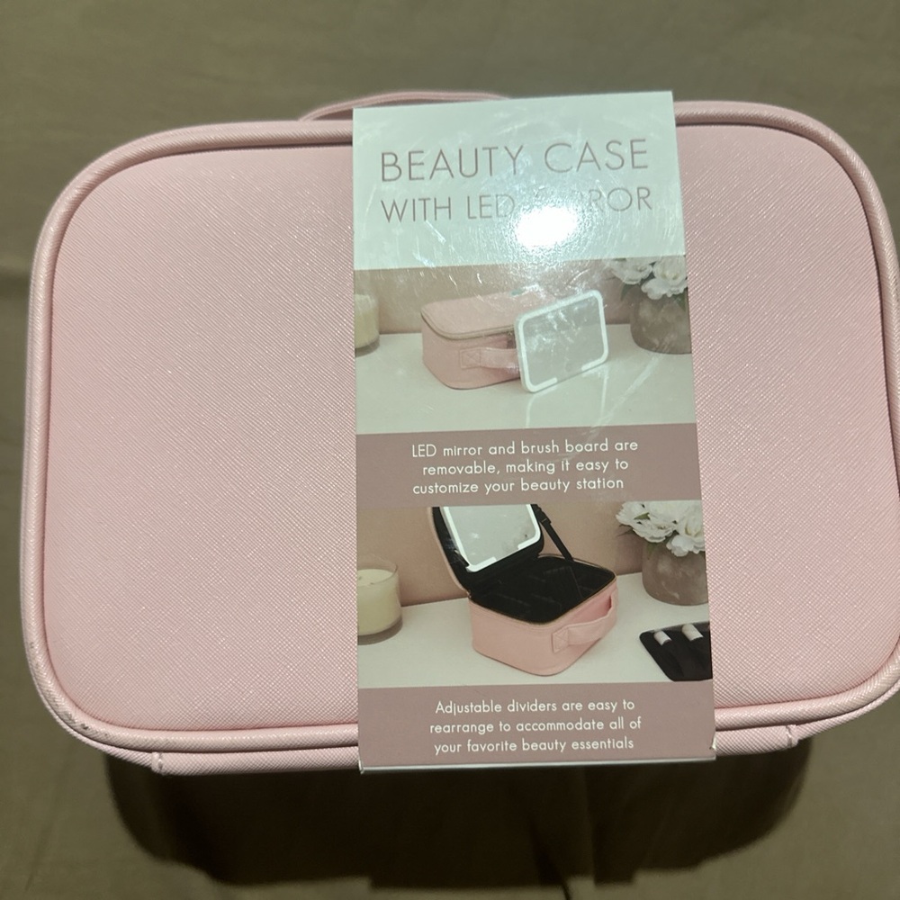 Beauty Case with LED Mirror - Pink
